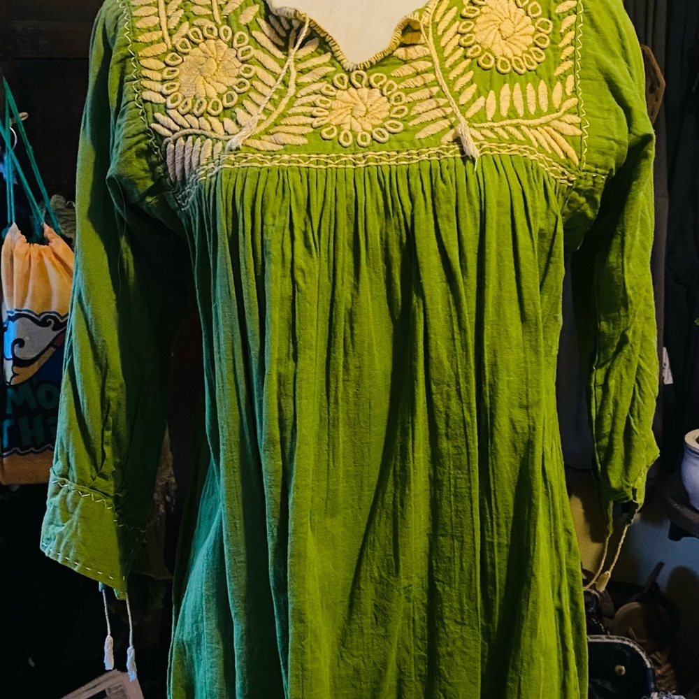 Green Embroidered Tunic